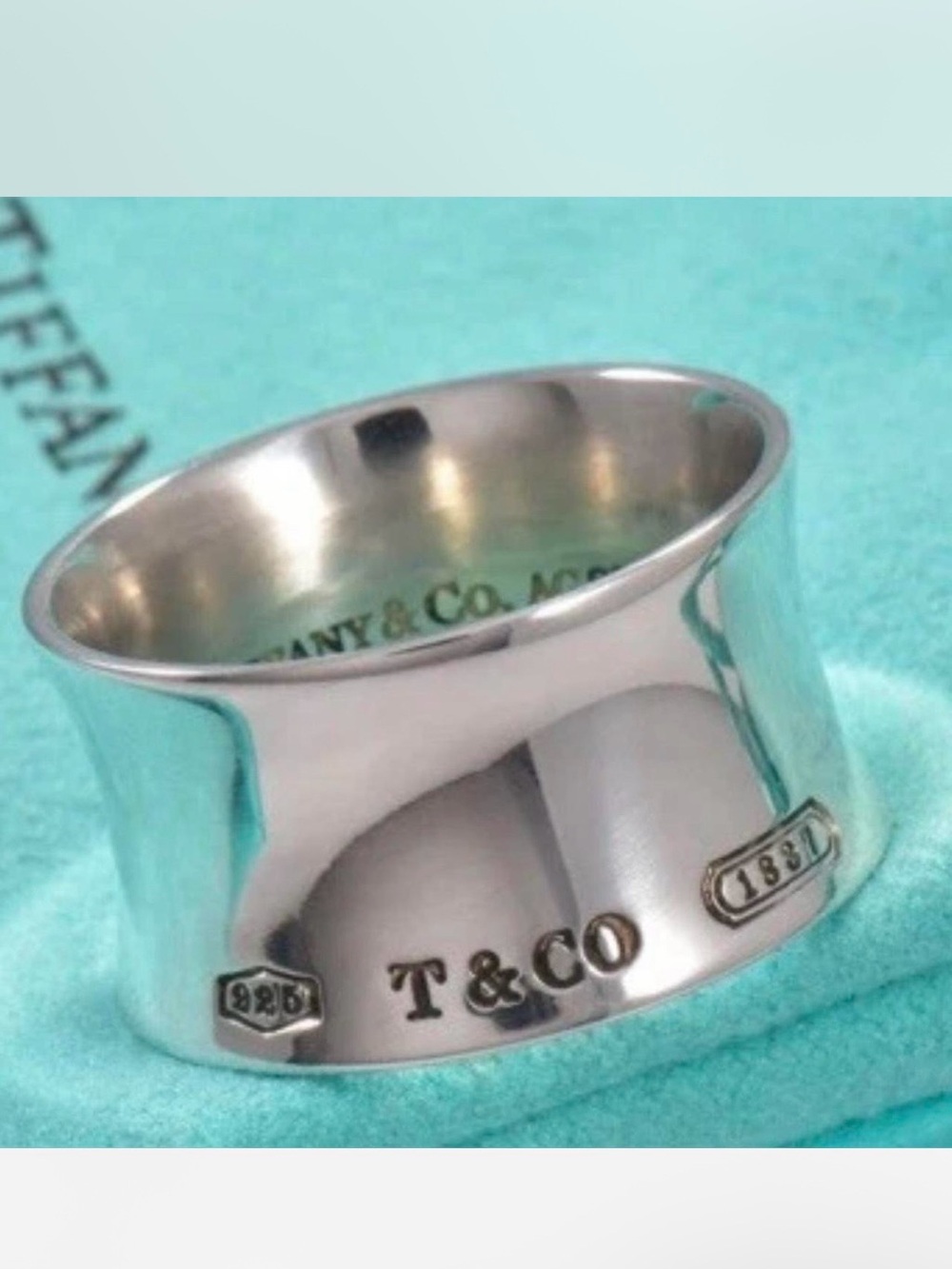 Tiffany & Co. 1837 Wide Concave Sterling Silver Ring 9.5 Unisex
